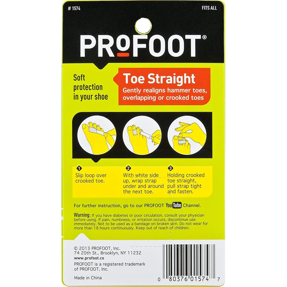 PROFOOT Toe Straight Hammertoe Wrap, Toe Straightener to Realign Overlapping or Crooked Toes, Hammer Toe Corrector for Women & Men, Non-Bulky, One