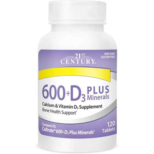 21st Century Calcium 600 Plus D Plus Minerals Caplets, Bone & Joint, 120