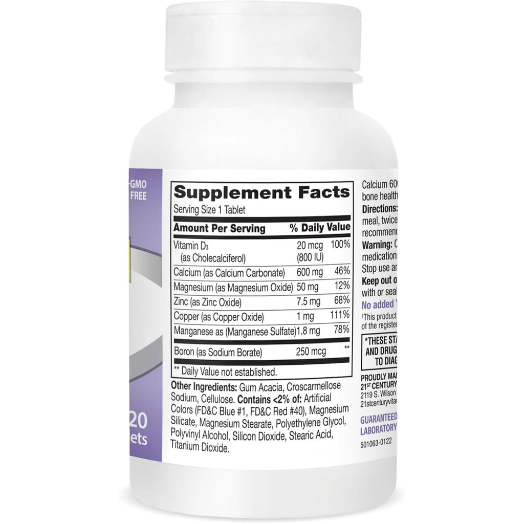 21st Century Calcium 600 Plus D Plus Minerals Caplets, Bone & Joint, 120