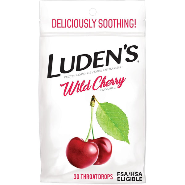 Ludens Sore Throat Drops, for Minor Sore Throat Relief, Wild Cherry, 30 Count