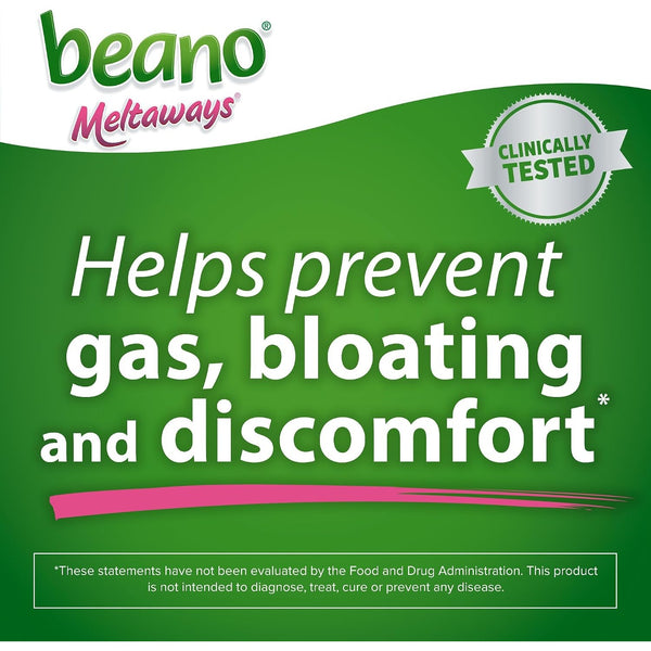 Beano Meltaways Digestive Enzyme, Helps Prevent Gas & Bloating, 15 Tablets