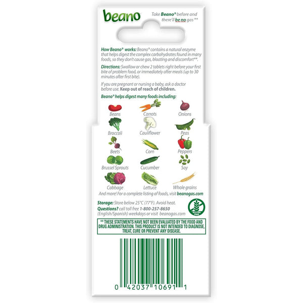 Beano to-Go Digestive Enzyme, Helps Prevent Gas & Bloating, 12 Tablets