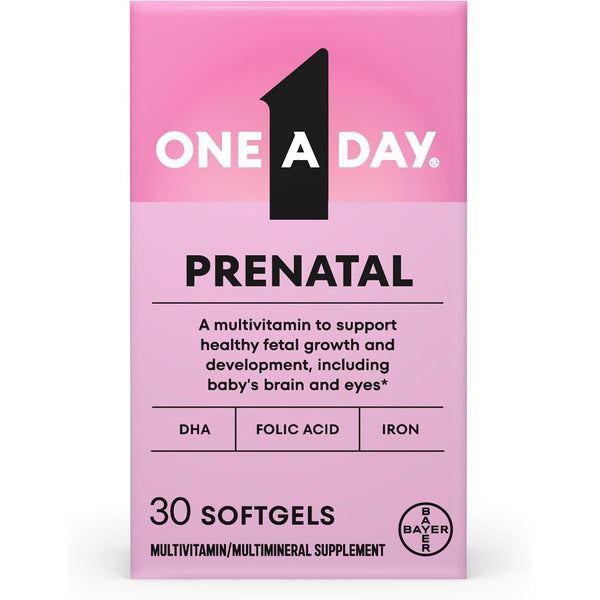 One A Day Prenatal Vitamins- Folic Acid, Iron, Omega- 3 (DHA), Pregnancy Vitamins for Women, Prenatal Multivitamin for Mom and Baby Support, Pregnancy
