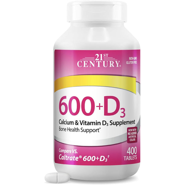 21st Century Calcium 600 mg Plus D3 Tablets, 400 Count