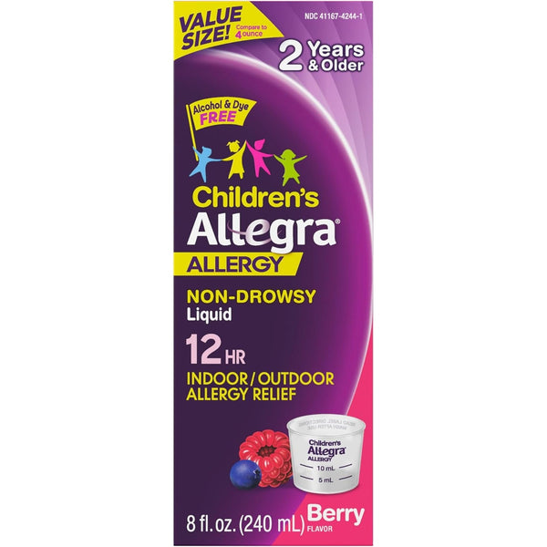 Allegra Children's 12-Hour Allergy Relief Liquid, Berry Flavor, 8 oz.