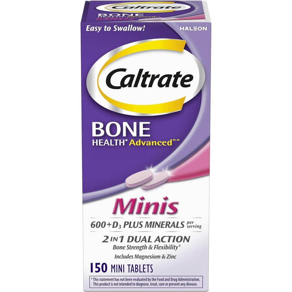 Caltrate Minis 600 Plus D3 Vitamin D and Calcium Supplement Tablets, 150 Ct