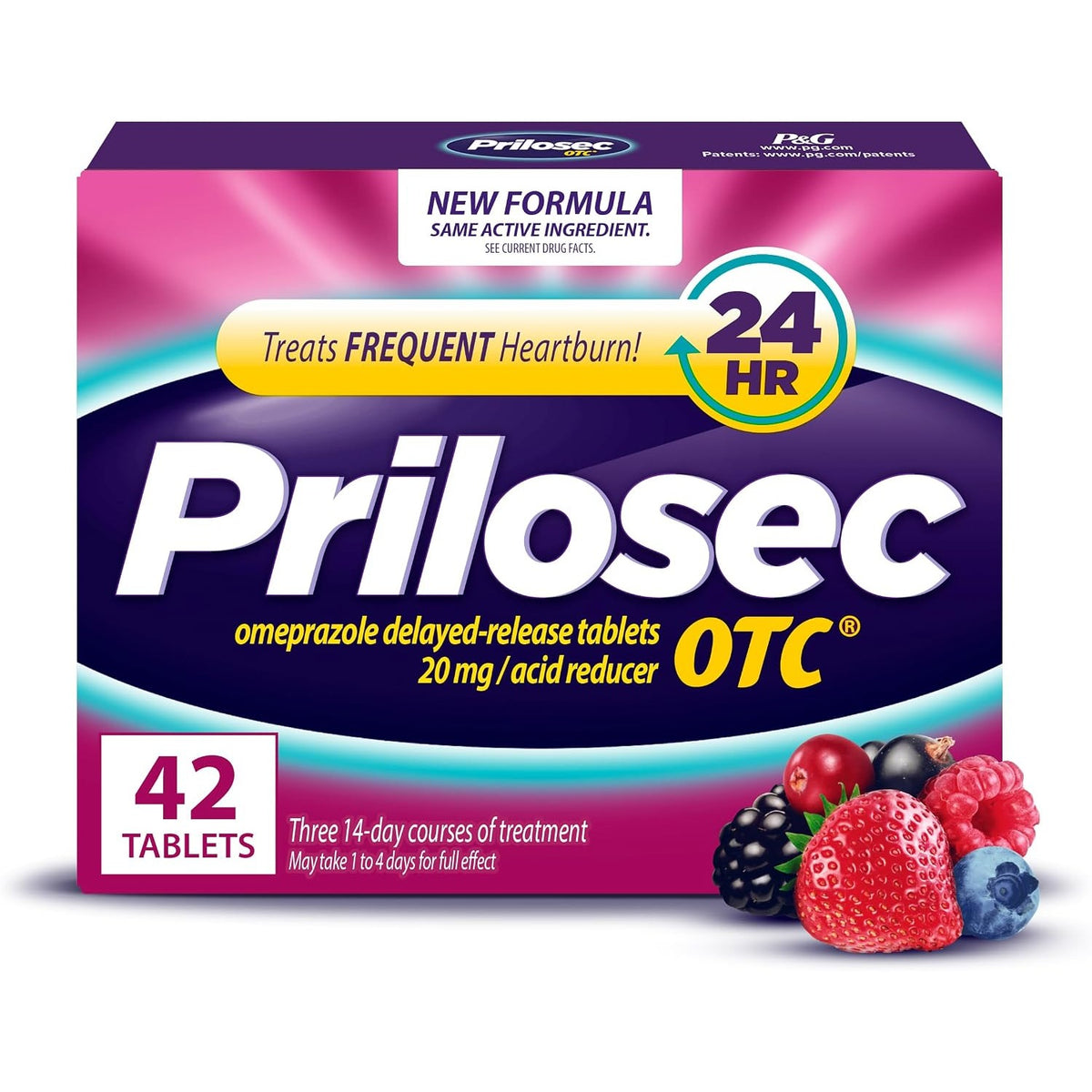 Prilosec OTC, Omeprazole Delayed Release 20mg, Acid Reducer, Treats Frequent Heartburn for 24 Hour Relief, All Day, All Night*, Heartburn Medicine