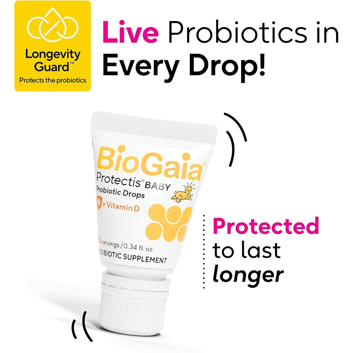 BioGaia Baby Probiotic Drops + Vitamin D | Colic & Gas Relief | 50 Servings