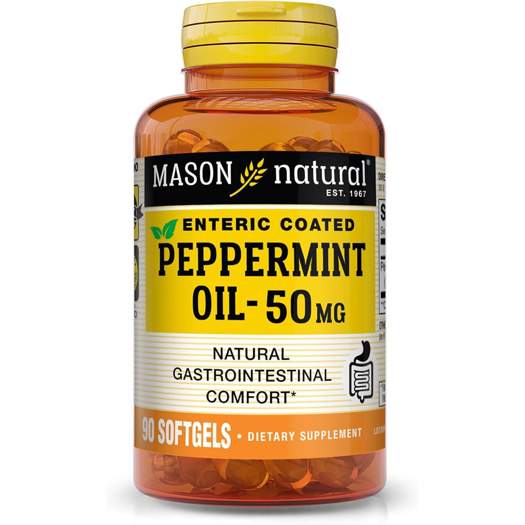 MASON NATURAL Peppermint Oil 50 mg Enteric Coated Softgels, 90 Day Supply