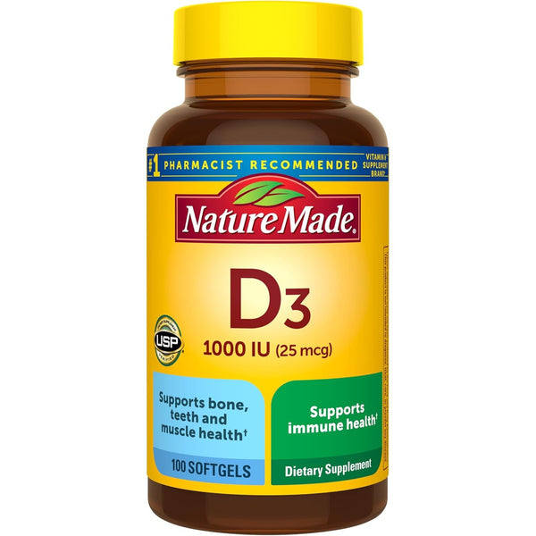 Nature Made Vitamin D3 1000 IU (25 mcg), 100 Vitamin D Softgels