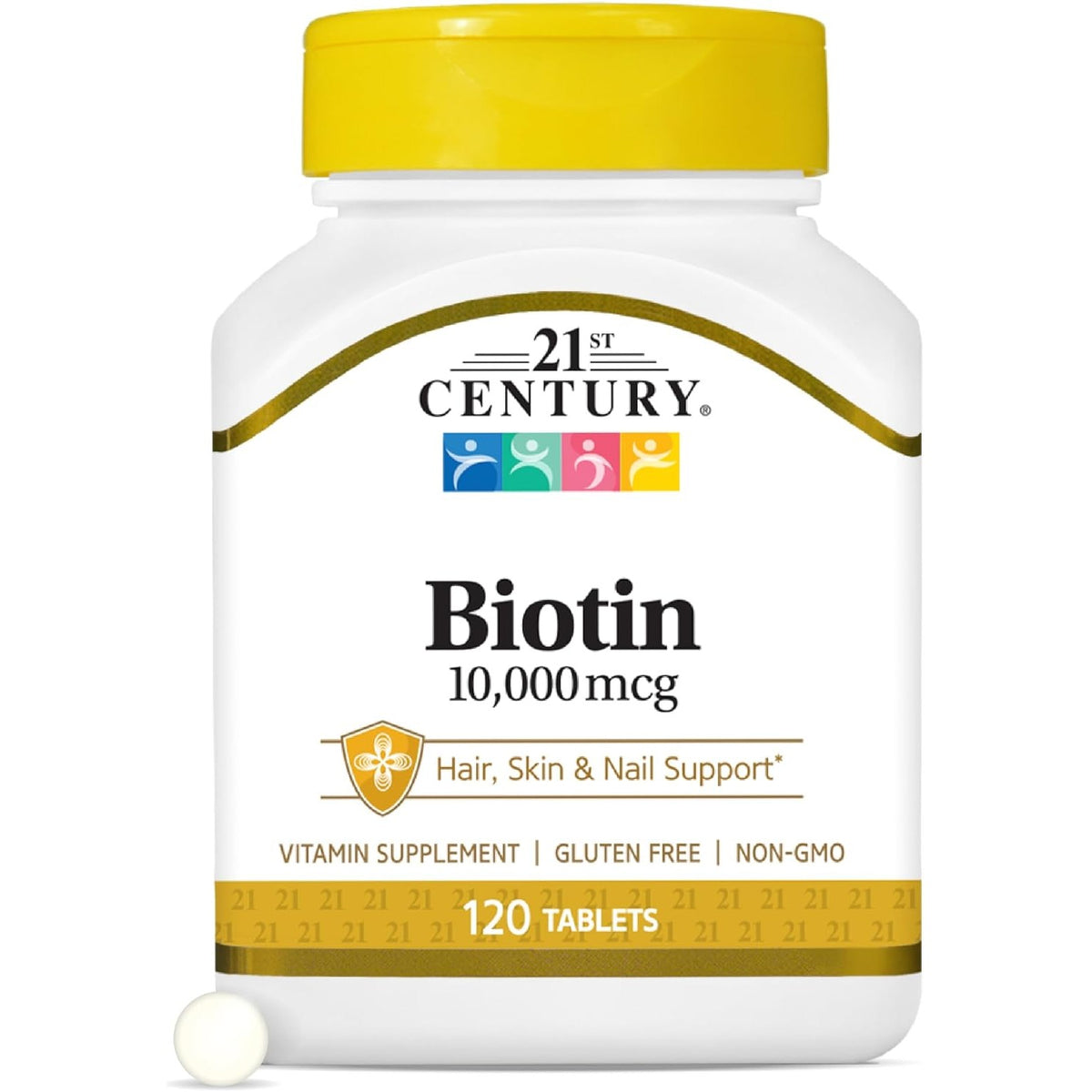 21st Century Biotin 10,000mcg Tablets, Hair, Skin & Nails, 120 Count