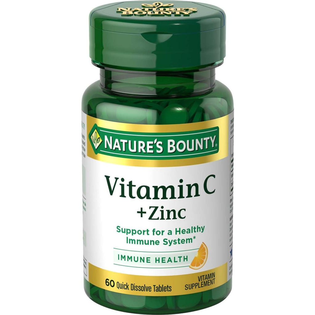 Nature's Bounty Vitamin C + Zinc, Vitamin Supplement, 60mg, 60 Tablets