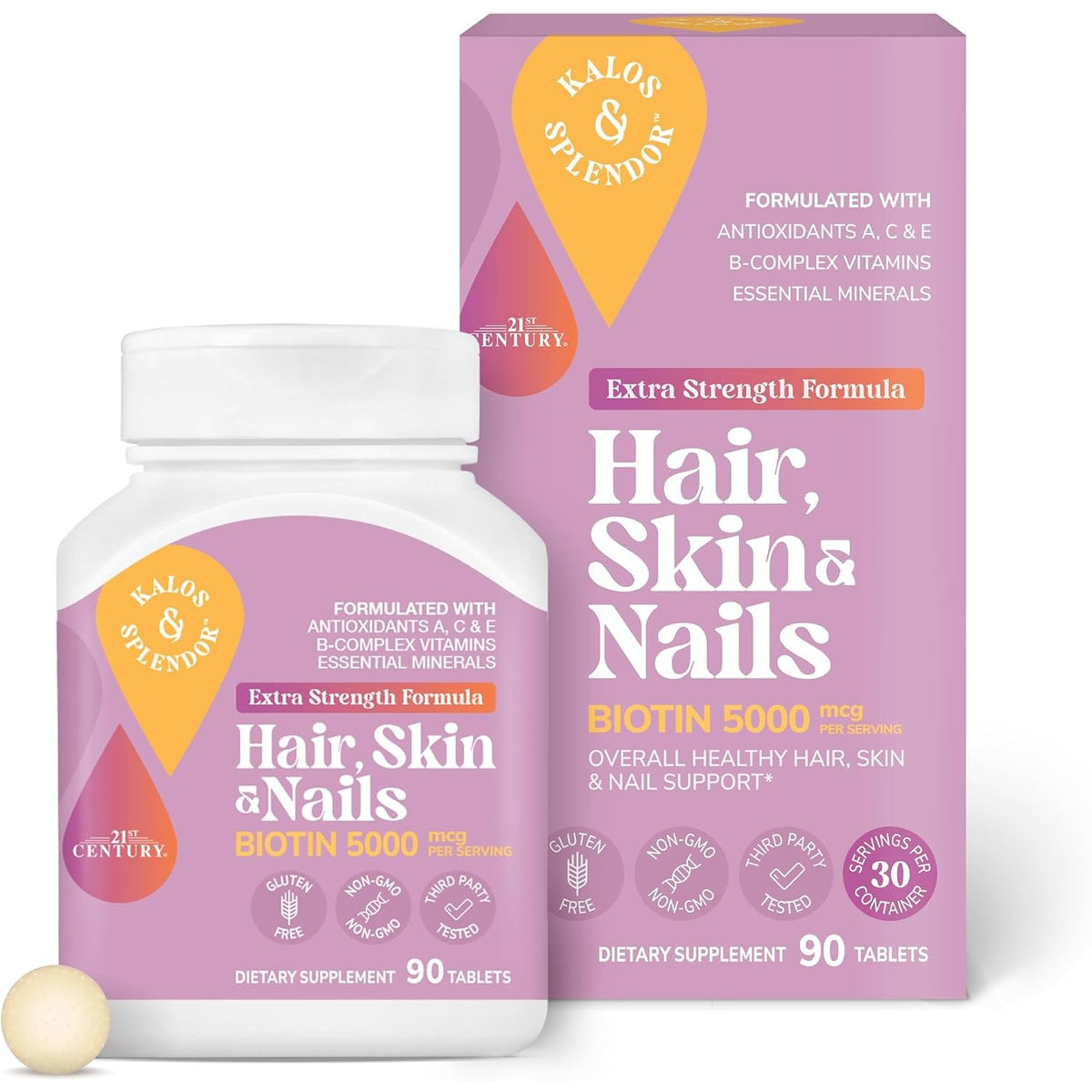 21st Century Hair, Skin & Nails Tablets, Extra Strength with Biotin, 90ct