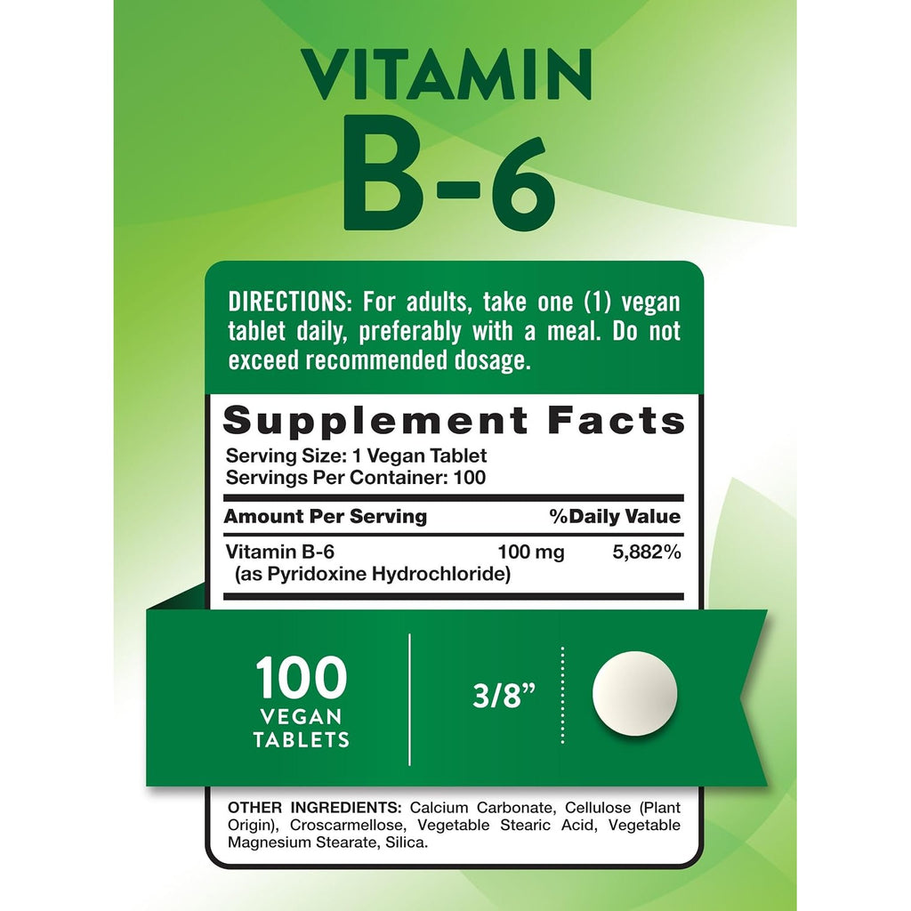 Nature's Truth B6 Vitamin | 100mg | 100 Tablets