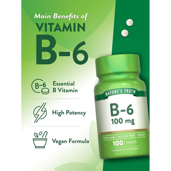 Nature's Truth B6 Vitamin | 100mg | 100 Tablets