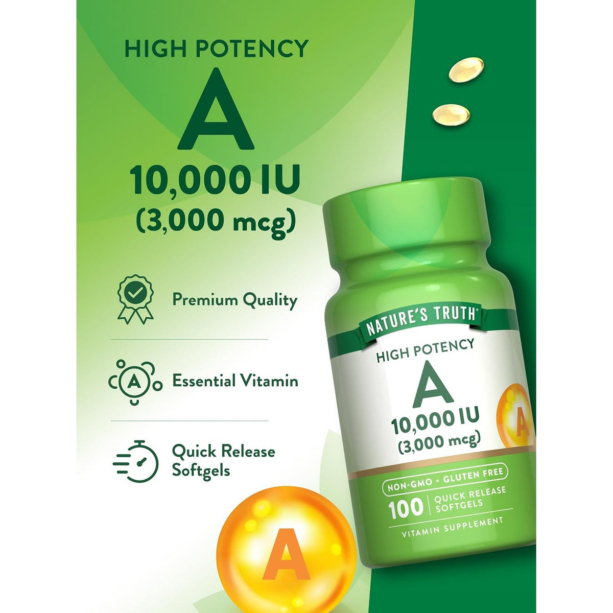 Nature's Truth Vitamin A Softgels | 100 Count