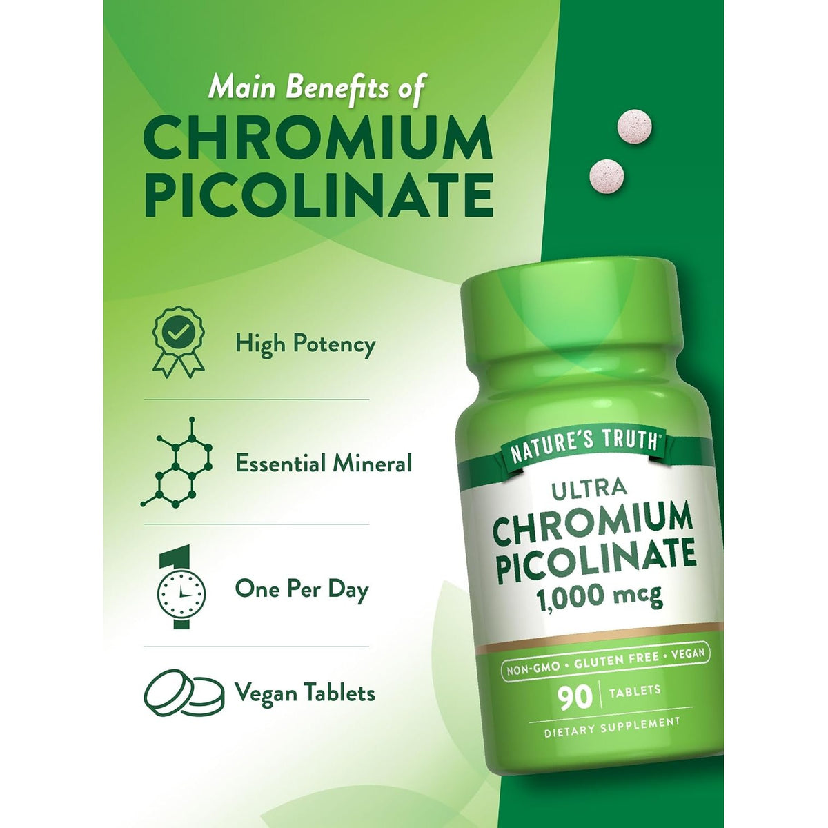 Nature's Truth Ultra Chromium Picolinate | 1000mcg | 90 Tablets