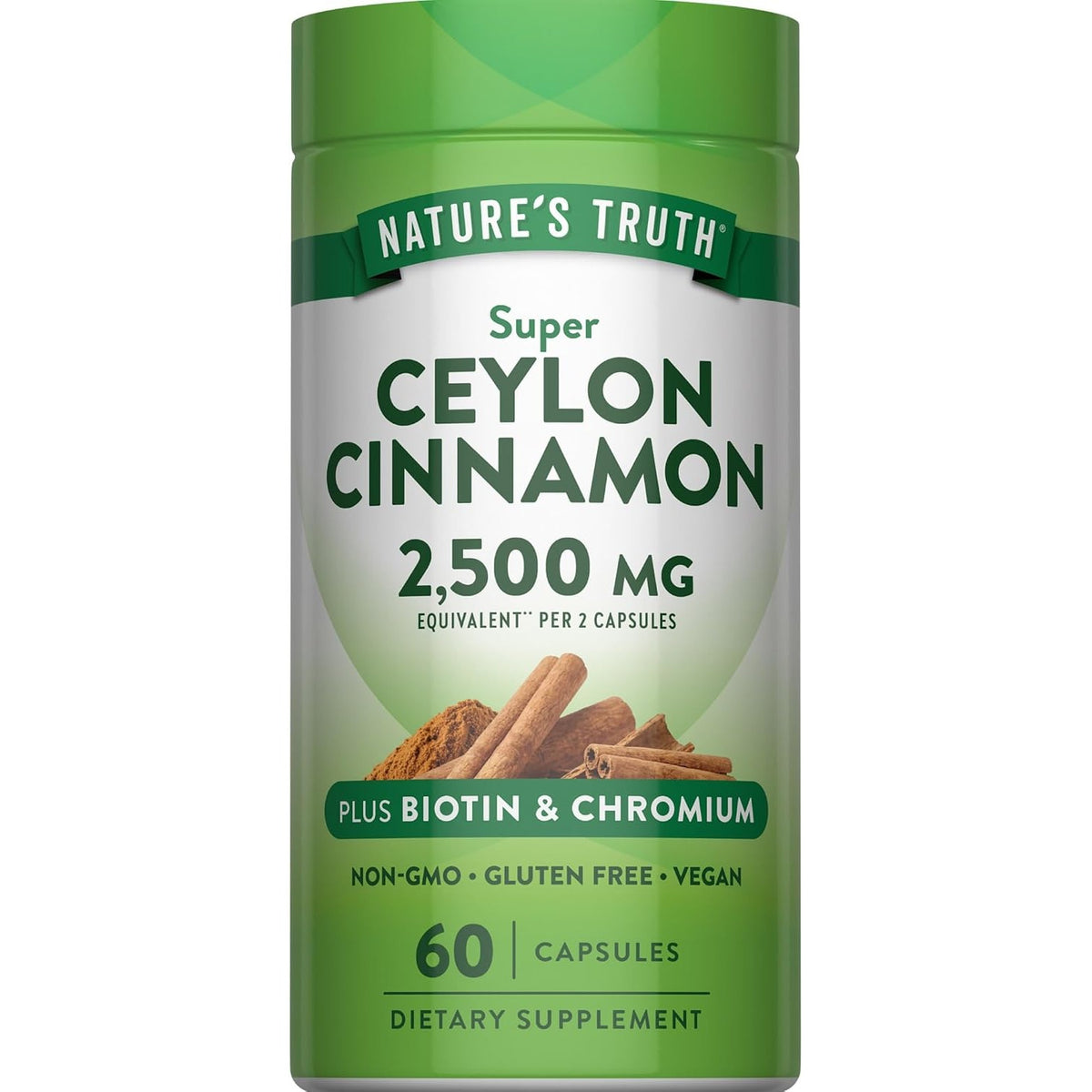 Nature's Truth Ceylon Cinnamon Capsules | Plus Chromium and Biotin