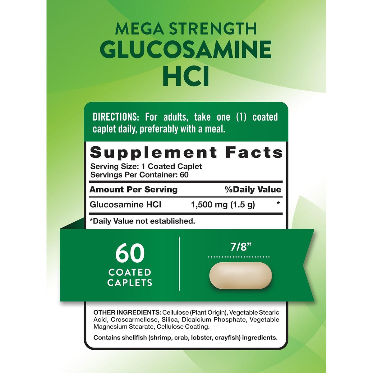 Glucosamine HCl 1500mg | 60 Caplets | Mega Strength Supplement | Non-GMO & Gluten Free | by Nature's Truth