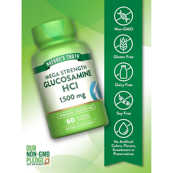 Glucosamine HCl 1500mg | 60 Caplets | Mega Strength Supplement | Non-GMO & Gluten Free | by Nature's Truth