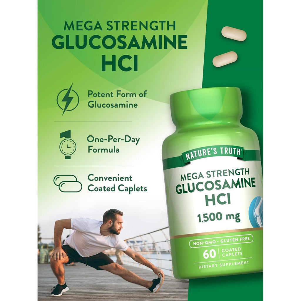 Glucosamine HCl 1500mg | 60 Caplets | Mega Strength Supplement | Non-GMO & Gluten Free | by Nature's Truth