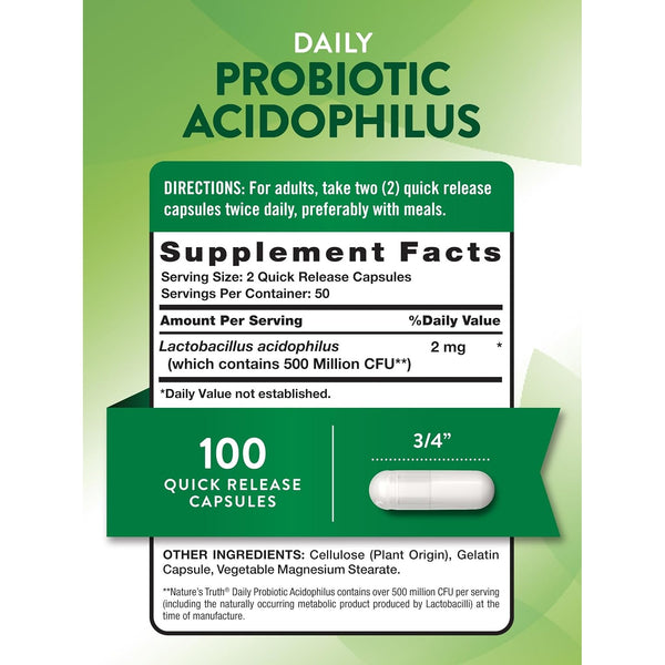 Nature's Truth Probiotics for Men and Women | 500 Million CFU