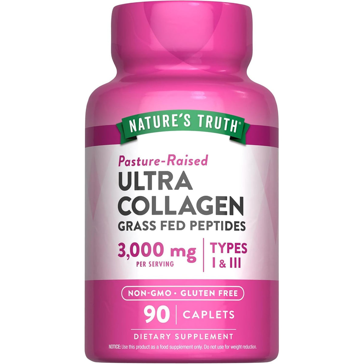 Nature's Truth Collagen Peptides | 90 Caplets | Type 1 and 3 with Vitamin C