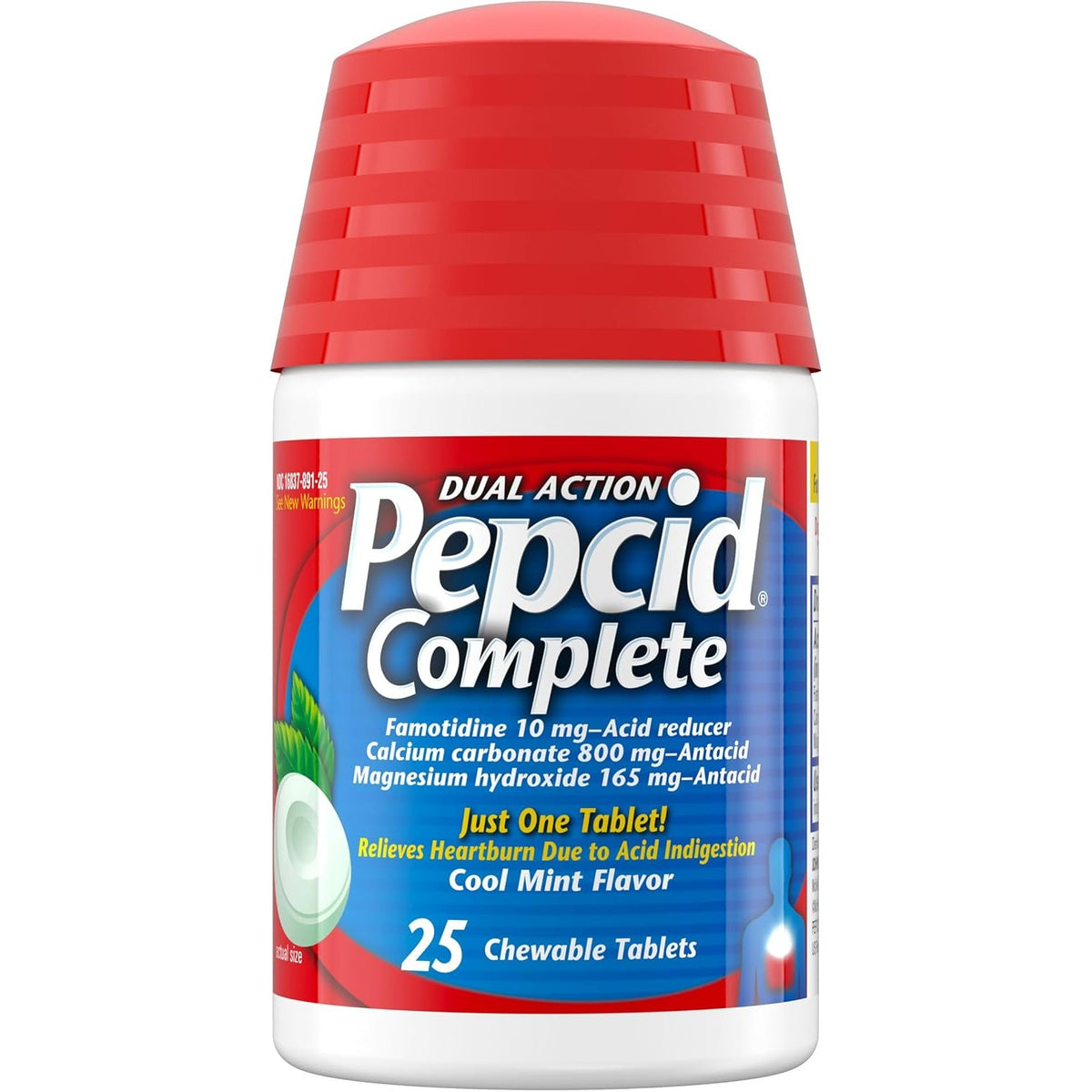Pepcid Complete Acid Reducer + Antacid Chews, 10mg Famotidine, Mint, 25 Ct