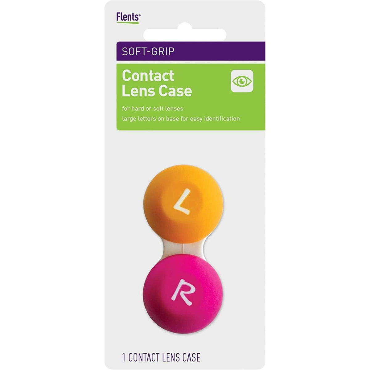 Flents Contact Lens Case, Soft Grip for Hard or Soft Lenses, Color May Vary