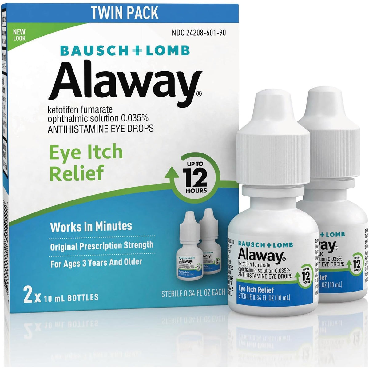Alaway Antihistamine Eye Drops, 12-Hr Itchy Eye Relief, 0.34 oz 2-Pack