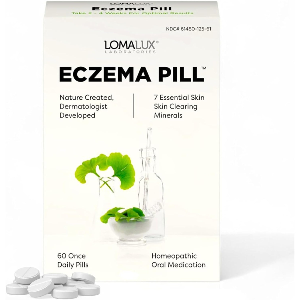 Loma Lux Eczema Pills for Rash & Itchy Skin Relief with 7 Minerals,60 Ct