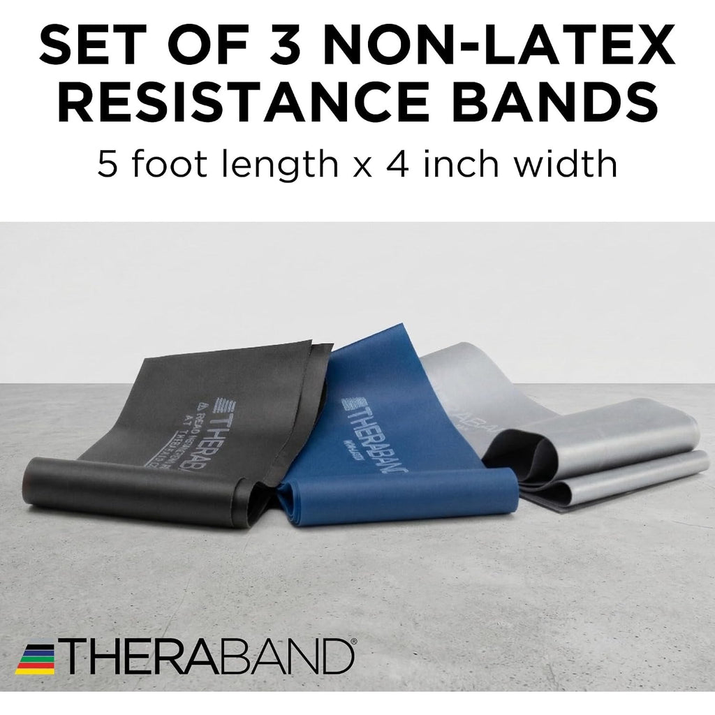 THERABAND Resistance Bands Set, Elastic Bands for Exercise & Physical Therapy, Strength Training for Upper & Lower Body Fitness