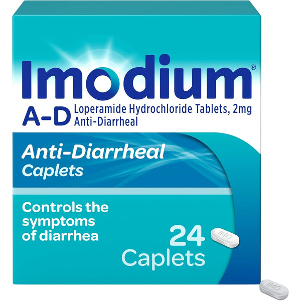 Imodium A-D Diarrhea Relief Caplets, 2mg Loperamide Hydrochloride, 24 Ct