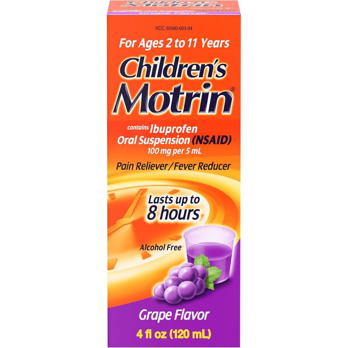 Children's Motrin Oral Suspension, 100 mg Ibuprofen, Grape, 4 fl. oz