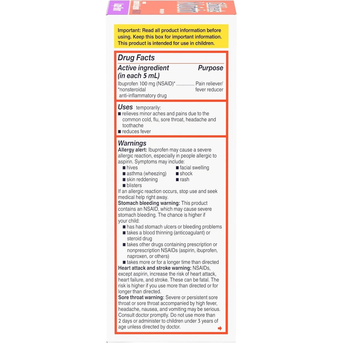 Children's Motrin Oral Suspension, 100 mg Ibuprofen, Grape, 4 fl. oz