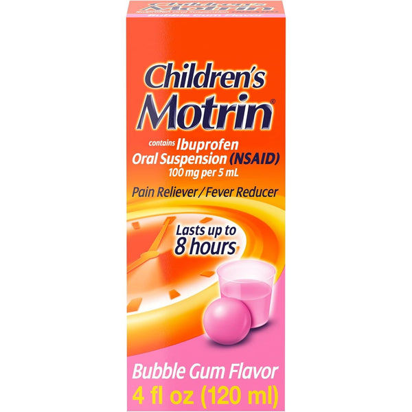 Children's Motrin Oral Suspension, 100 mg Ibuprofen, Bubble Gum, 4 fl. oz
