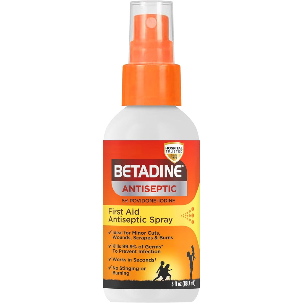 Betadine Antiseptic First Aid Spray, Povidone-Iodine 5%, 3 Fl Oz
