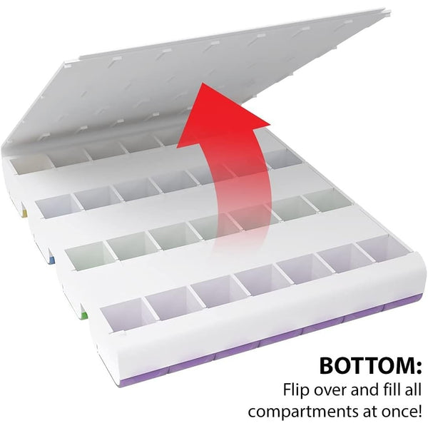 Ezy Dose Easy Fill Daily 7-Day, 4X/Day Pill Organizer, Multi-Color, X-Large