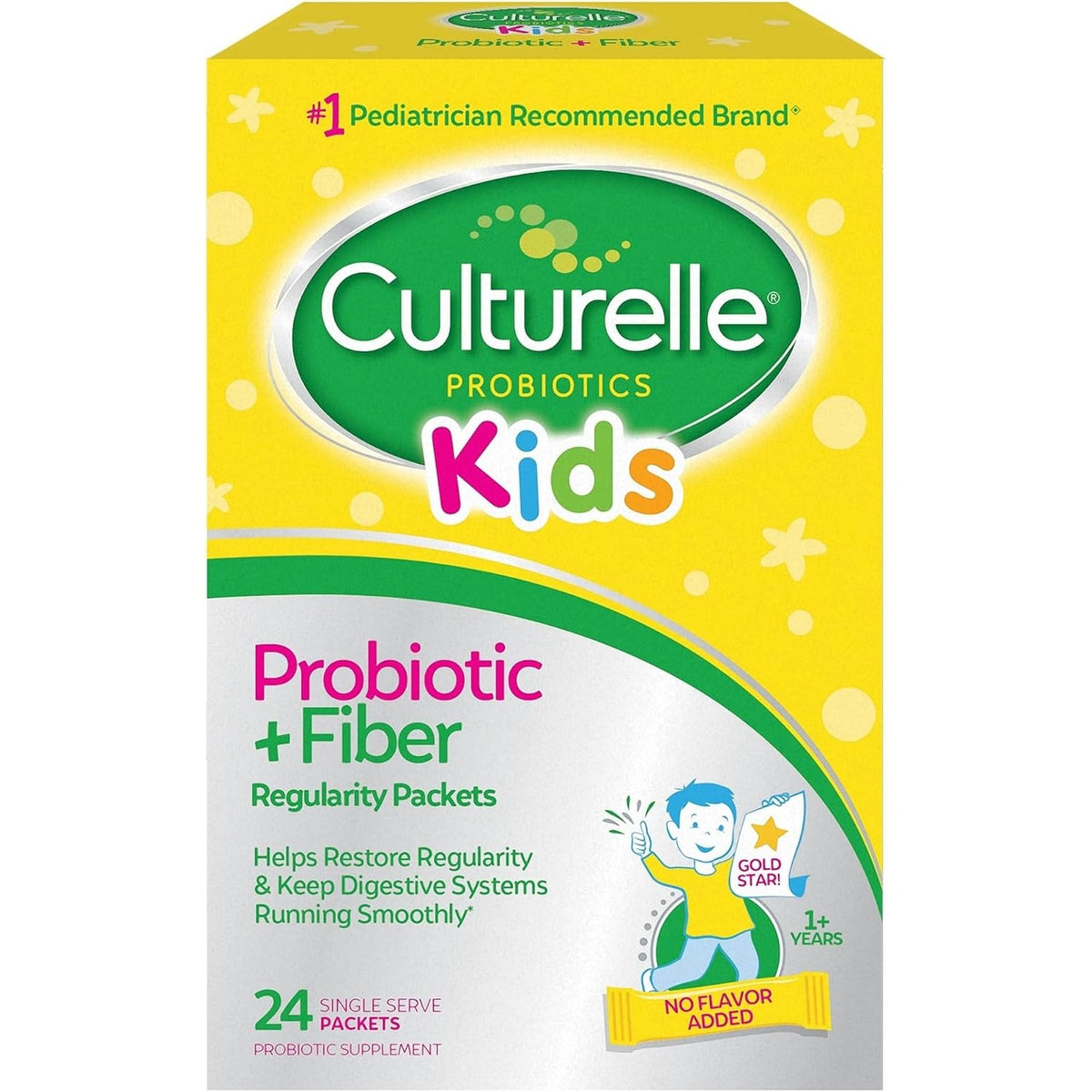 Culturelle Kids Probiotic + Fiber Packets, Ages 1+, Unflavored, 24 Count