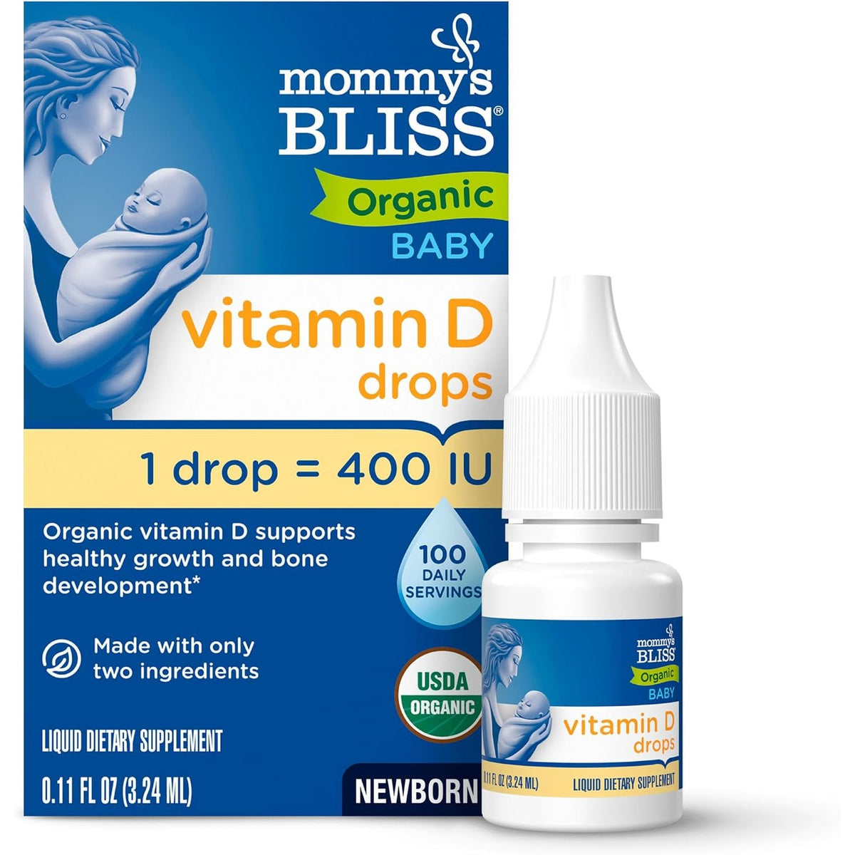 Mommy's Bliss Organic Baby Vitamin D Drops, No Artificial Color, 0.11 Fl Oz