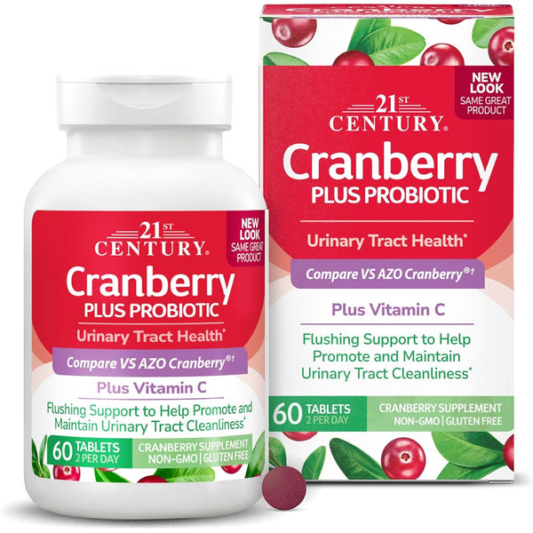 21st Century Cranberry Plus Probiotic Tablets, Urinary Support, 60ct
