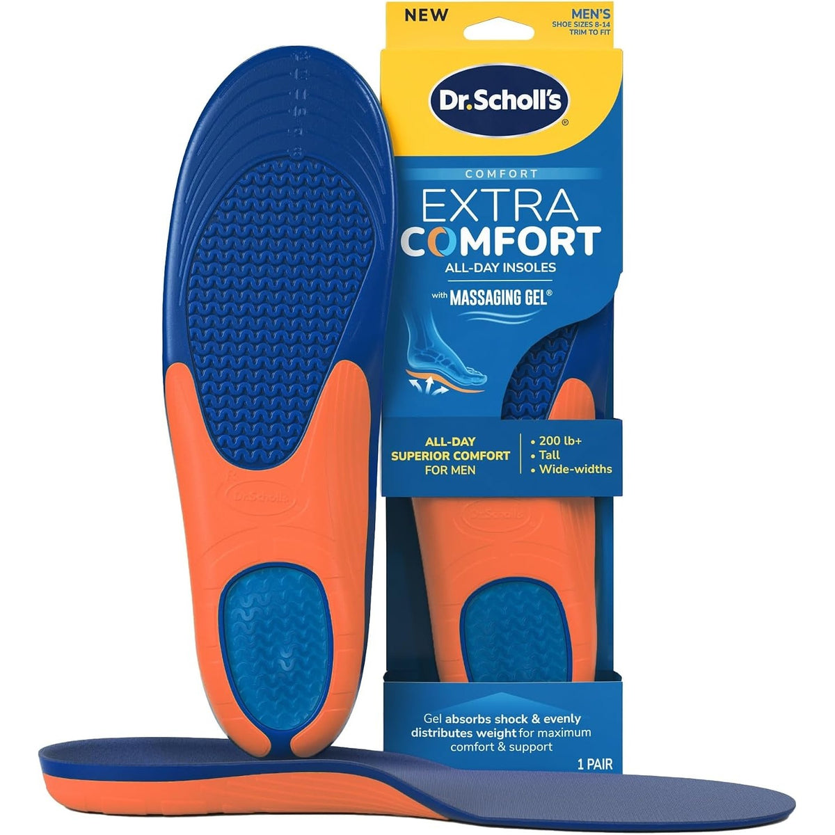 Dr. Scholl’s Extra Comfort Support Insoles Men, Shoe Inserts, 1 Pair