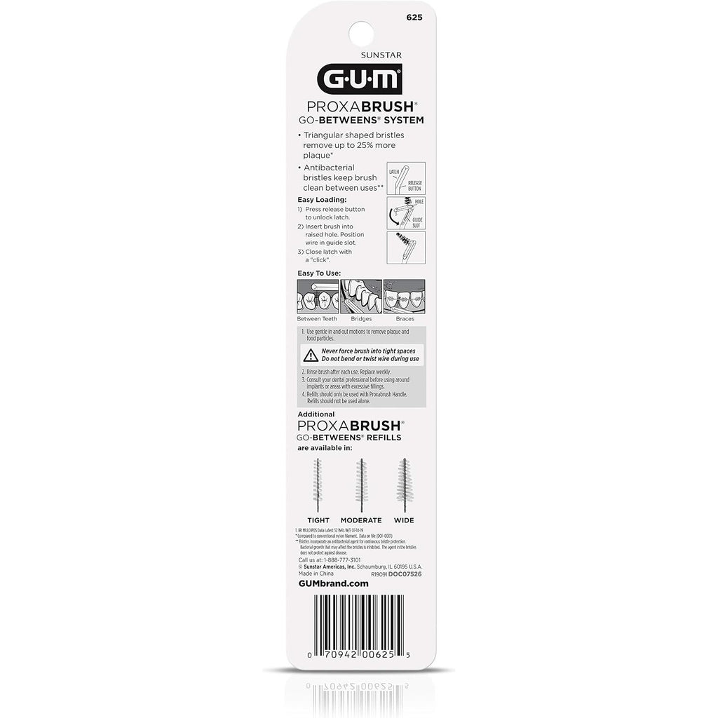 GUM Proxabrush Permanent Handle Refills, 4 Pack