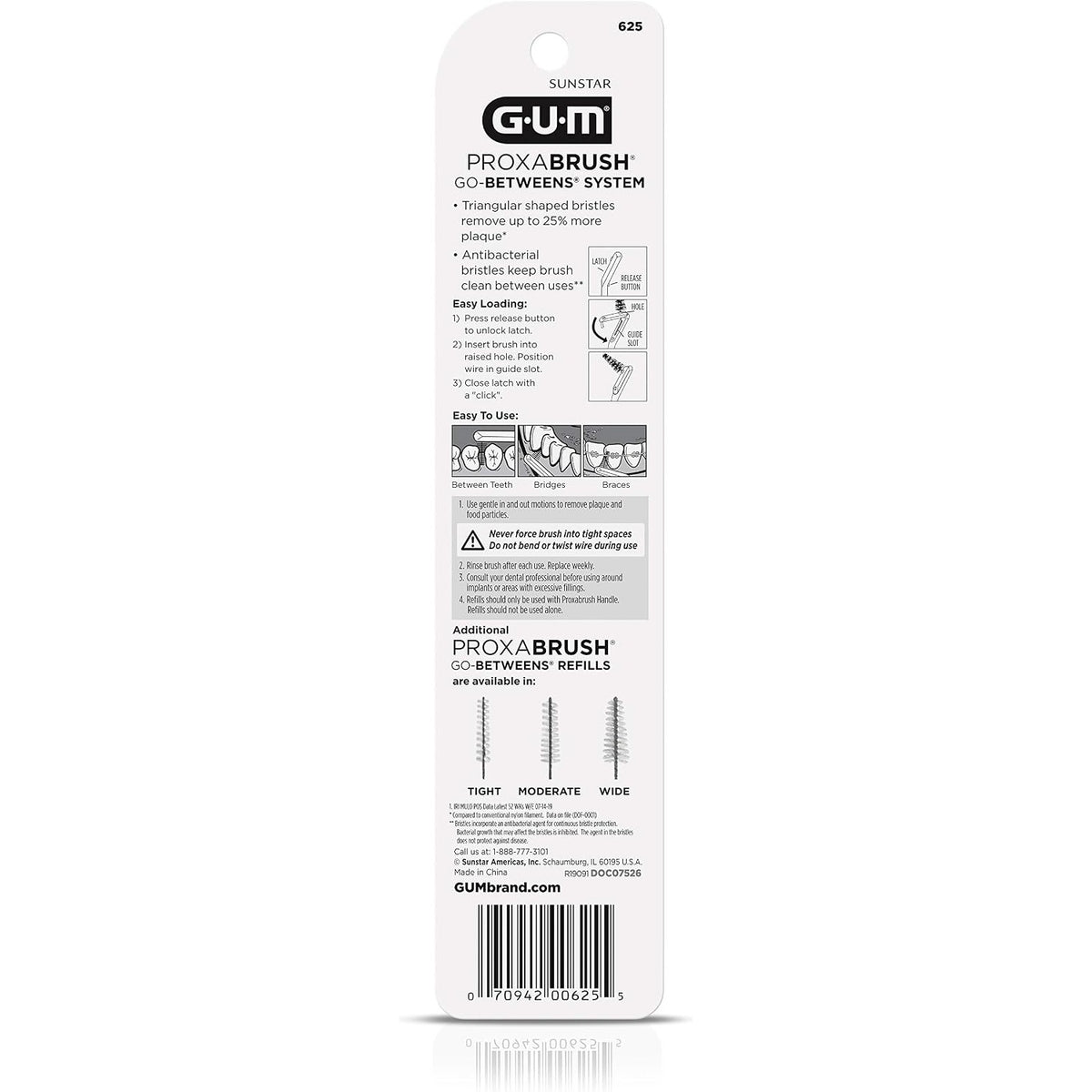 GUM Proxabrush Permanent Handle Refills, 4 Pack