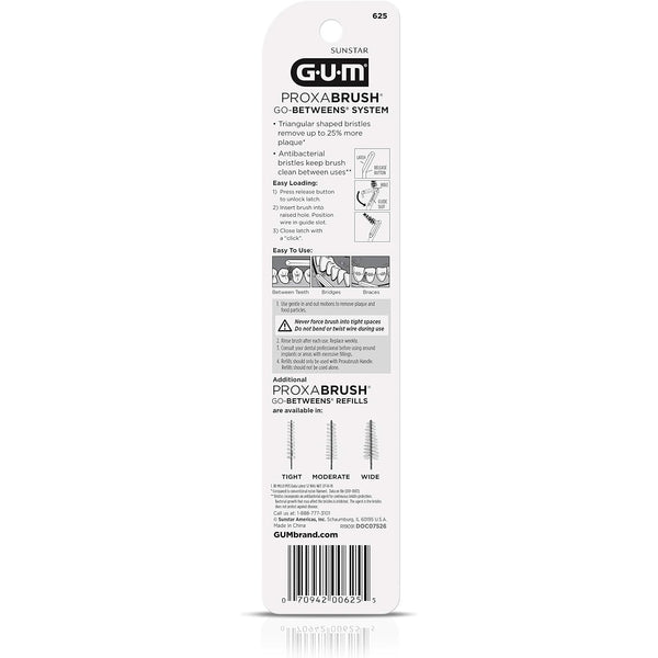 GUM Proxabrush Permanent Handle Refills, 4 Pack