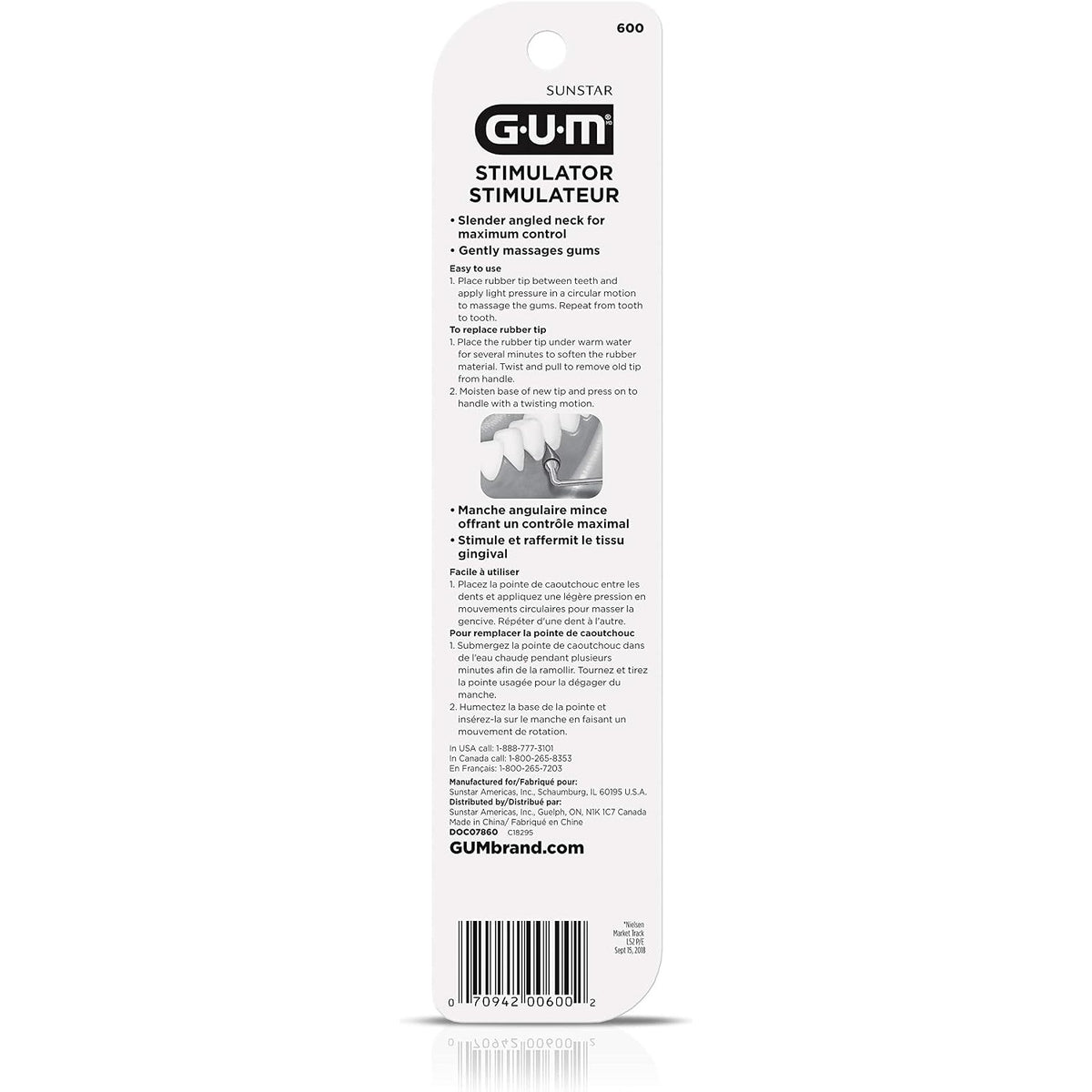 GUM Stimulator Permanent Handle with Rubber Tip, 1 Count