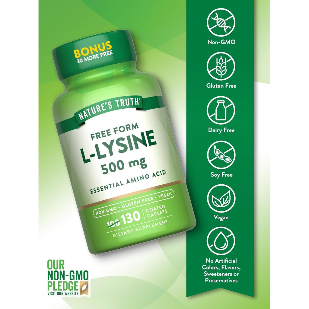 Nature's Truth L-lysine 500mg Bonus Tablets, 130 Count