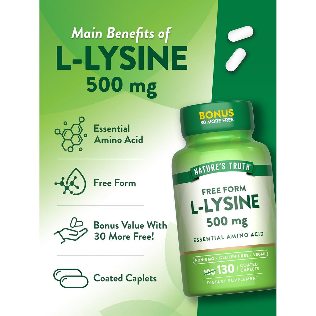 Nature's Truth L-lysine 500mg Bonus Tablets, 130 Count