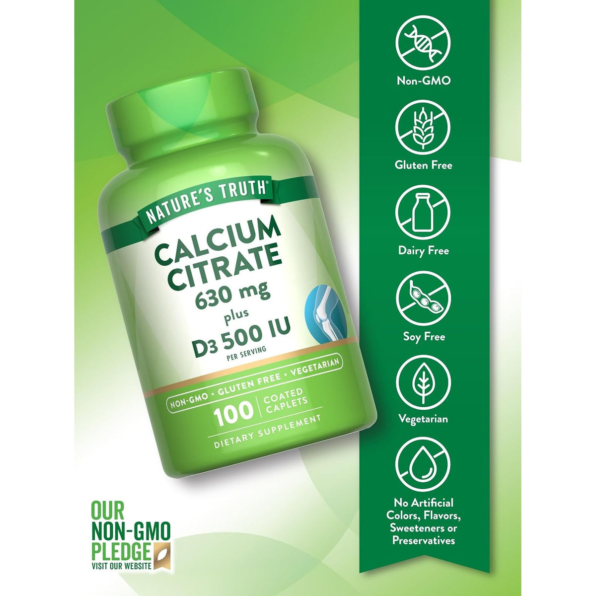 Nature's Truth Calcium Citrate with Vitamin D3 | 100 Caplets