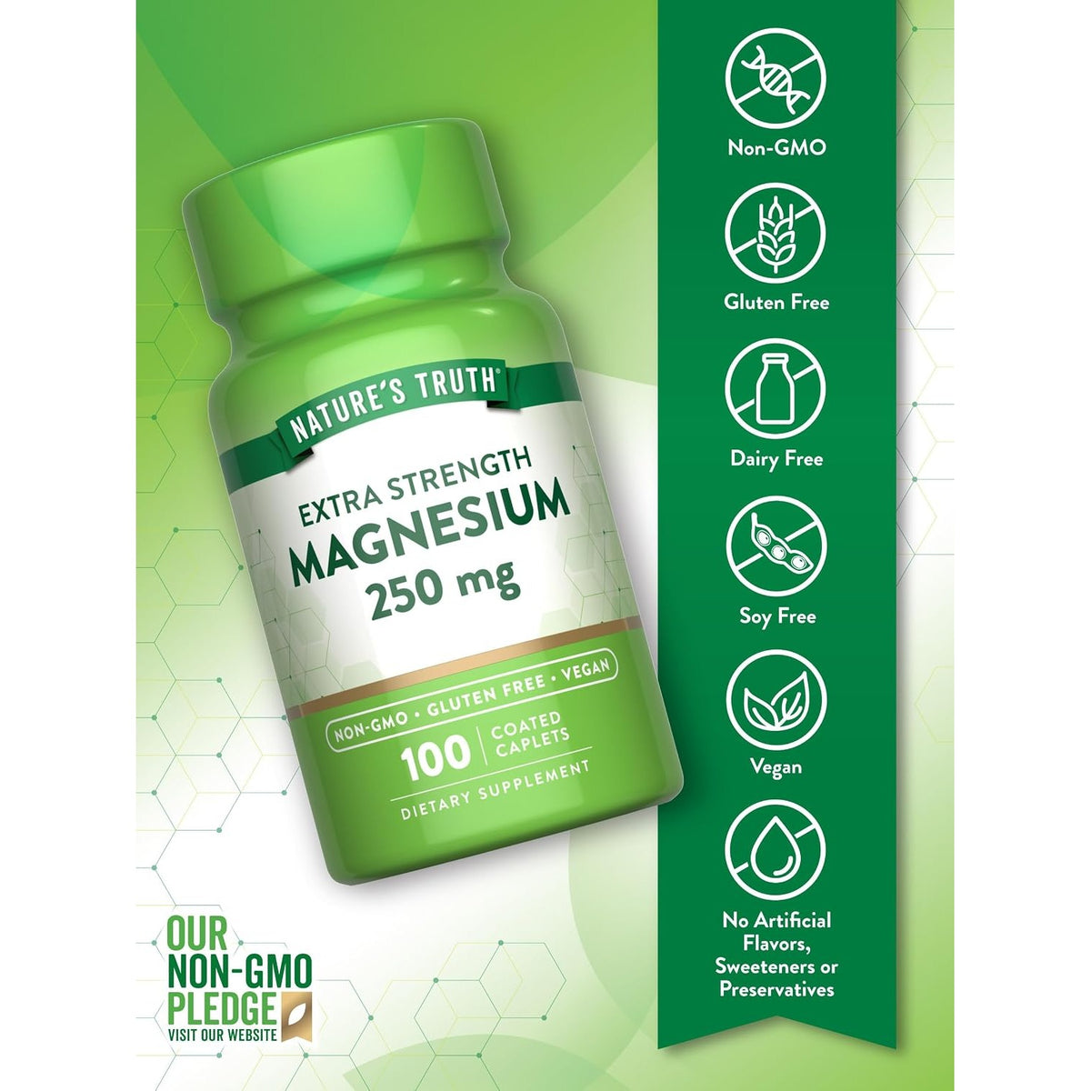 Nature's Truth Magnesium Supplement | 250 mg | 100 Caplets